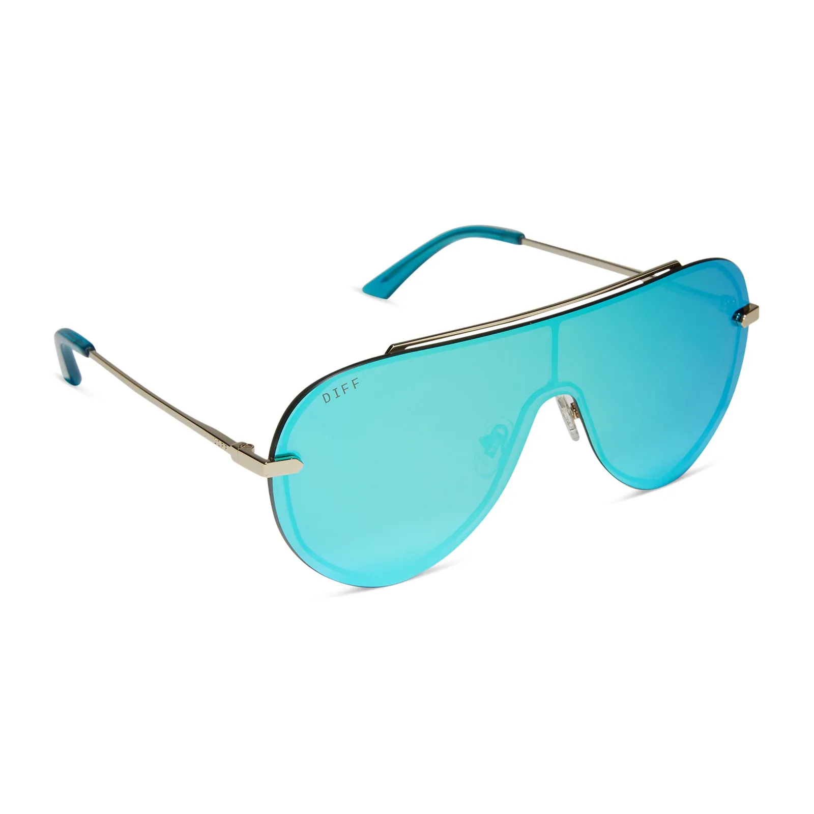 IMANI - GOLD + TURQUOISE ICE MIRROR SUNGLASSES sold by Diff Eyewear product image thumbnail 2