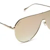 DASH SHIELD - GOLD + TAUPE MIRROR SUNGLASSES sold by Diff Eyewear