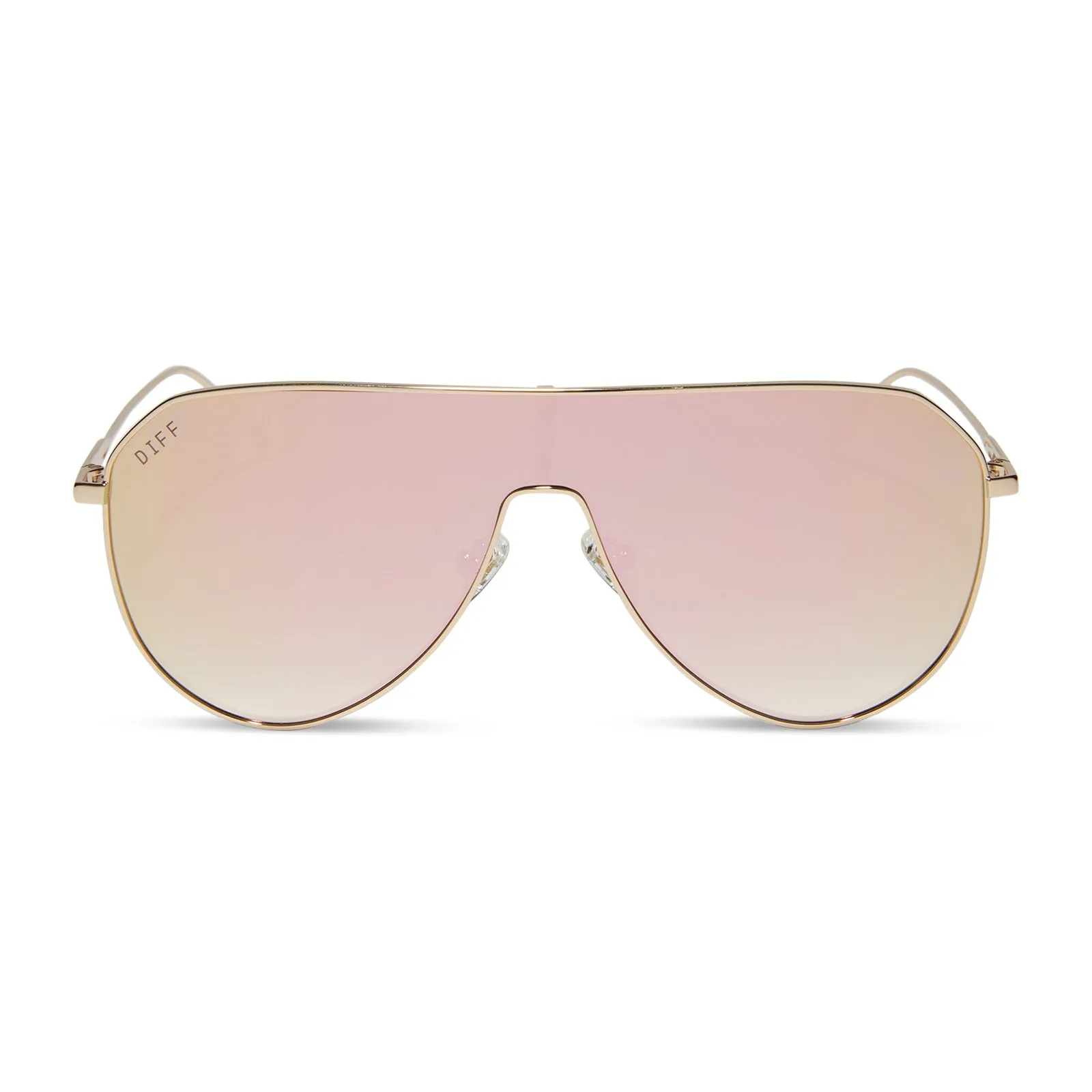 DASH SHIELD - GOLD + TAUPE MIRROR SUNGLASSES sold by Diff Eyewear