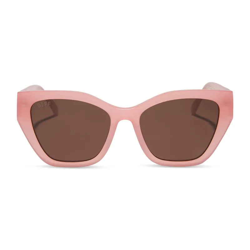 EVIE - PEACH + BROWN + POLARIZED SUNGLASSES sold by Diff Eyewear