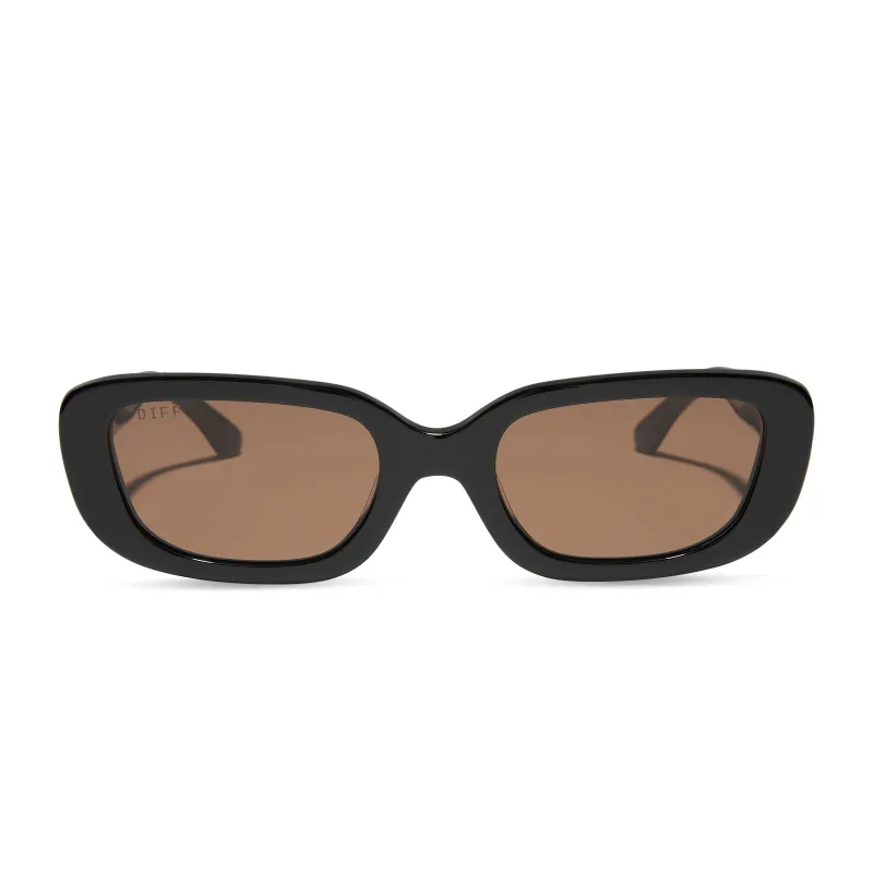 DAPHNE - BLACK + SILVER METAL + BROWN SUNGLASSES sold by Diff Eyewear