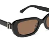 DAPHNE - BLACK + SILVER METAL + BROWN SUNGLASSES sold by Diff Eyewear