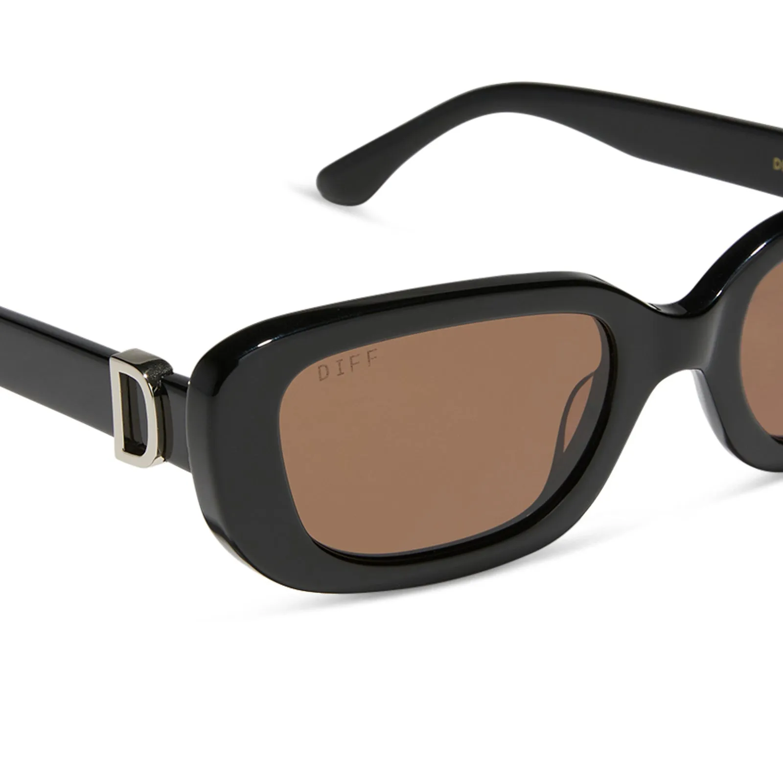 DAPHNE - BLACK + SILVER METAL + BROWN SUNGLASSES sold by Diff Eyewear product image thumbnail 4