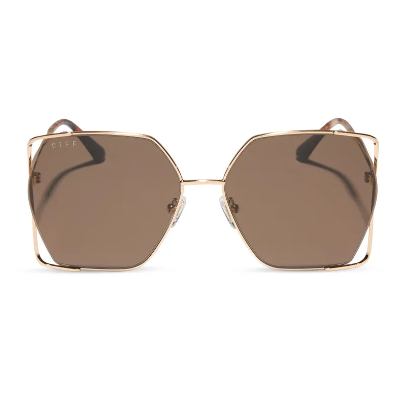 DONNA IV - BRUSHED GOLD + TRUFFLE SUNGLASSES sold by Diff Eyewear