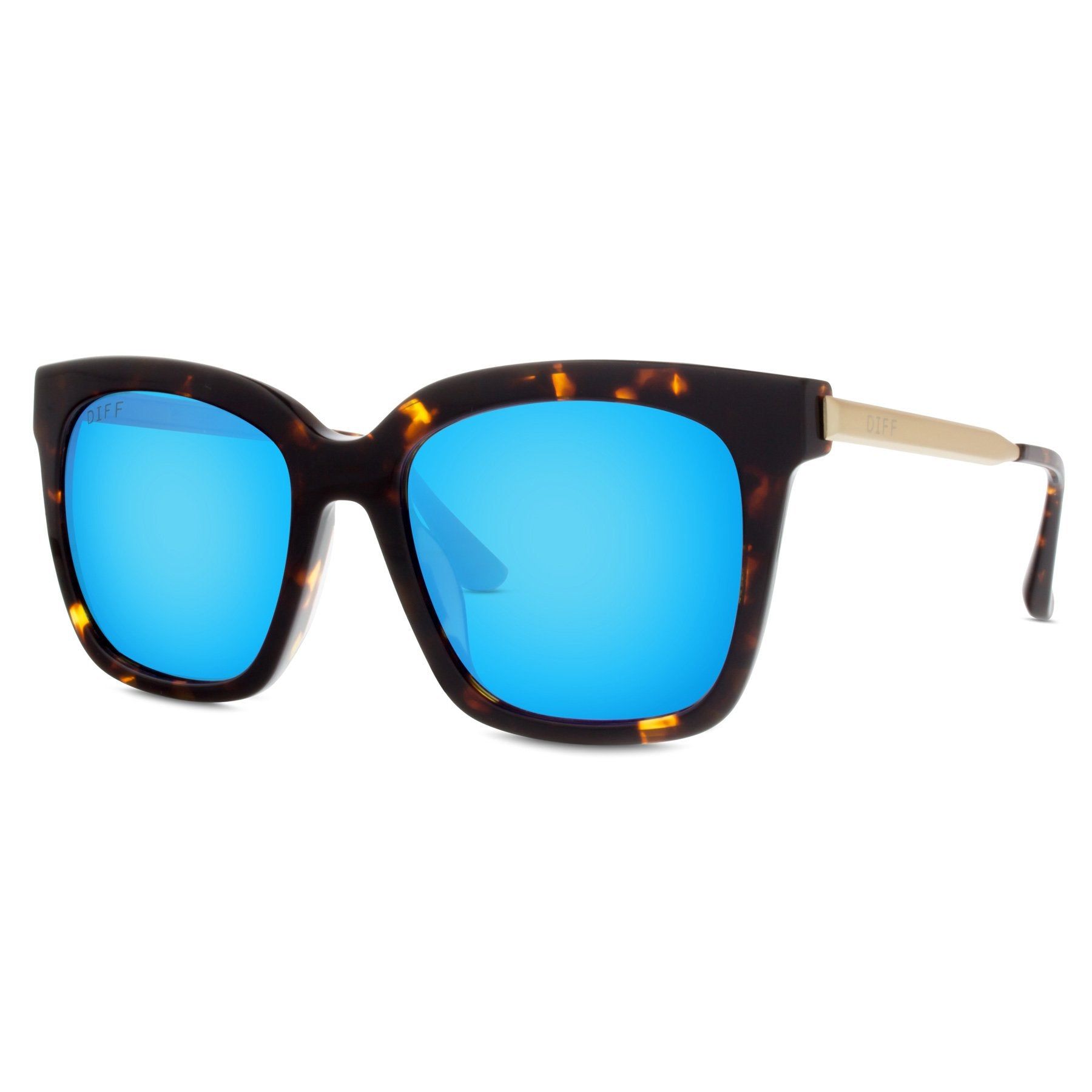 BELLA - TORTOISE + BLUE MIRROR + POLARIZED SUNGLASSES sold by Diff Eyewear product image thumbnail 2