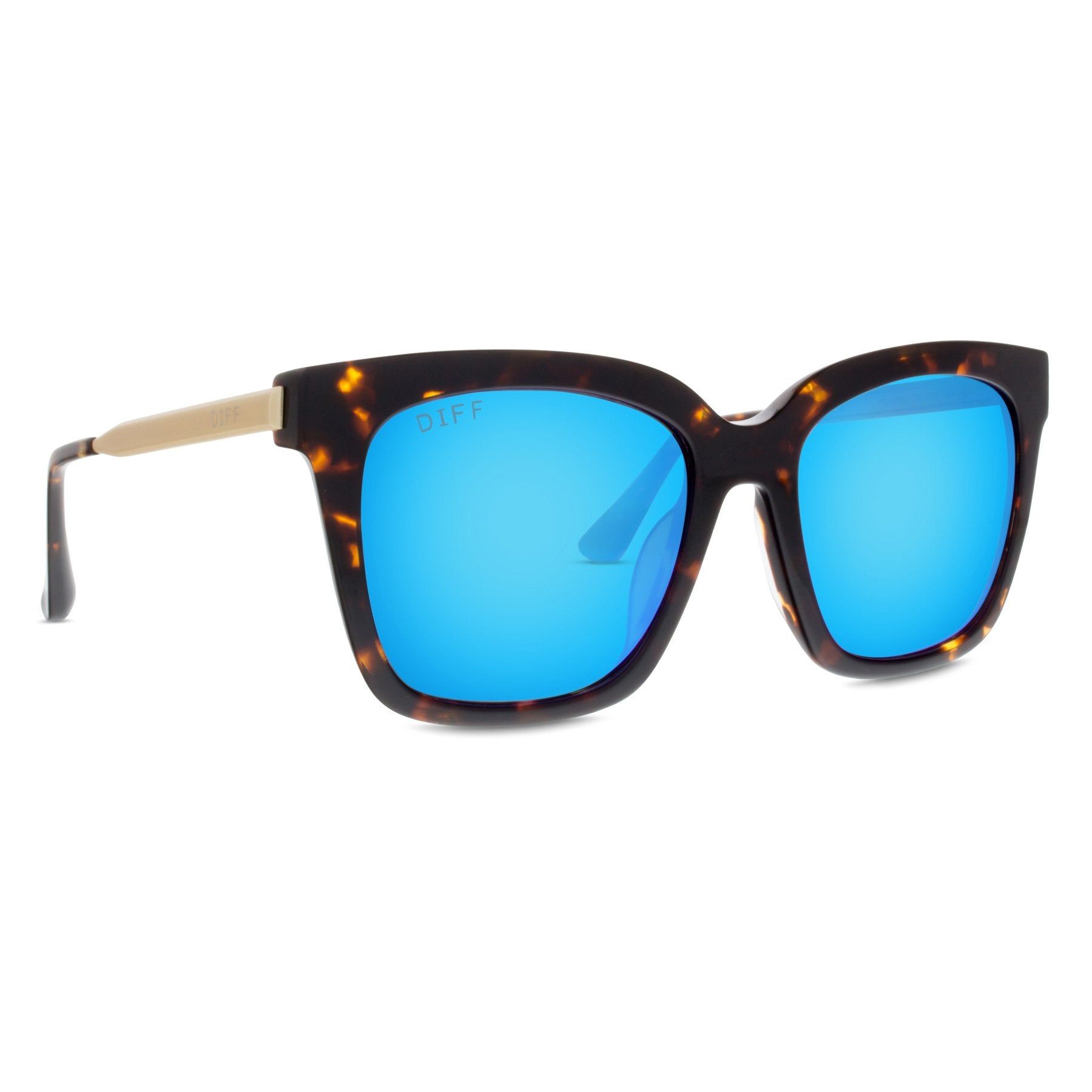 BELLA - TORTOISE + BLUE MIRROR + POLARIZED SUNGLASSES sold by Diff Eyewear product image thumbnail 3