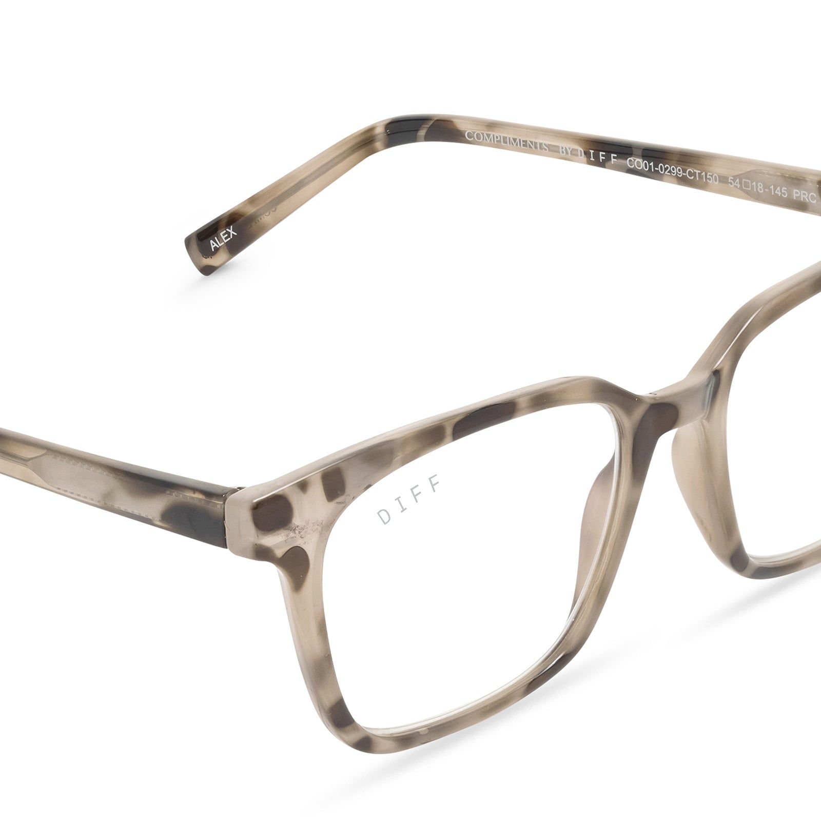 ALEX - CREAM TORTOISE + BLUE LIGHT TECHNOLOGY GLASSES sold by Diff Eyewear product image thumbnail 4