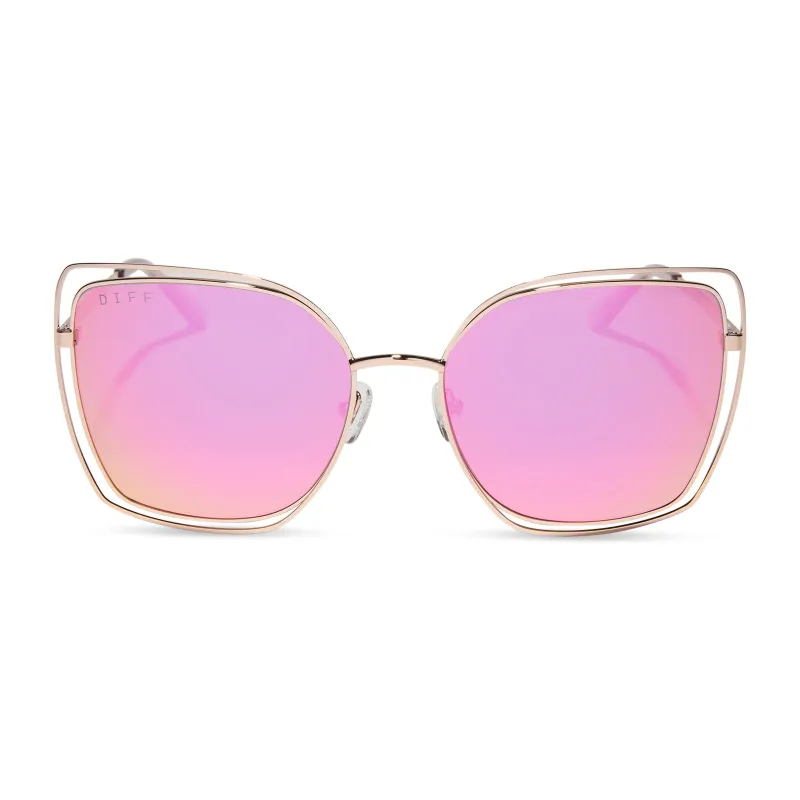 JACQUELINE - CHAMPAGNE + PINK MIRROR SUNGLASSES sold by Diff Eyewear