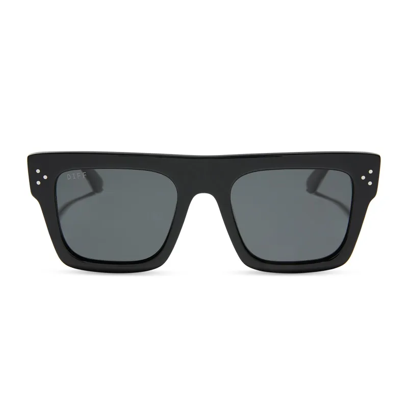 ROBERTS - BLACK + GREY + POLARIZED SUNGLASSES made by Diff Eyewear