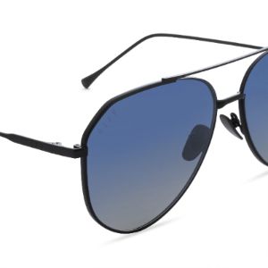DASH - BRUSHED GUNMETAL + AEGEAN BLUE GRADIENT FLASH POLARIZED SUNGLASSES sold by Diff Eyewear