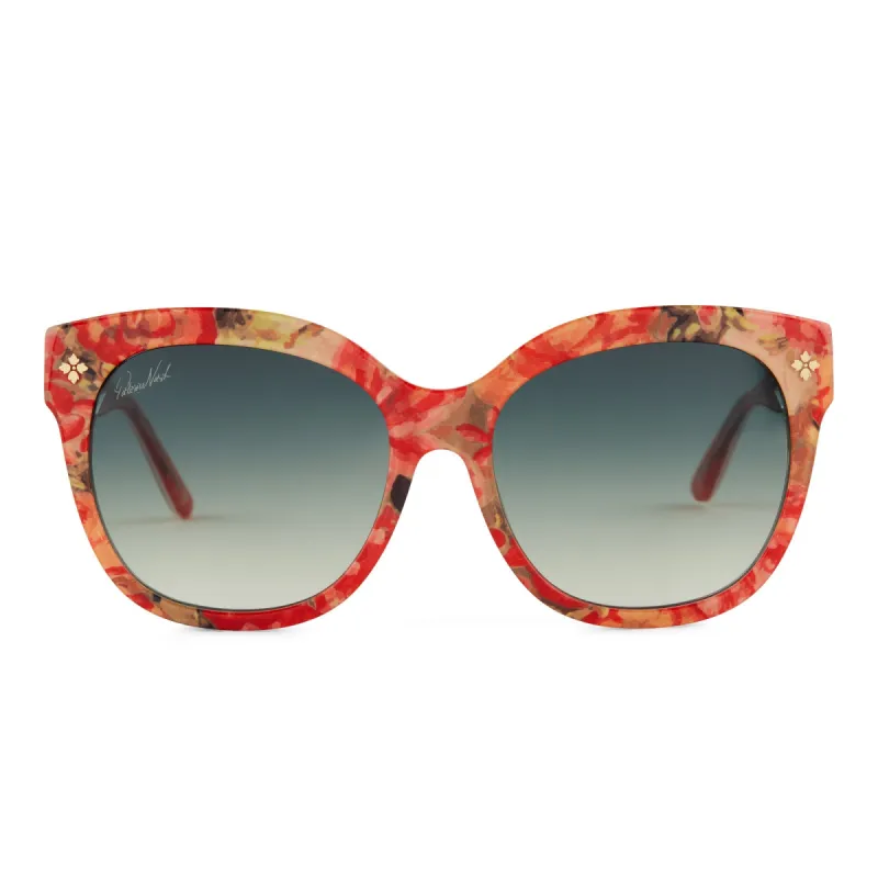 PATRICIA NASH  - AUDREY + FLORAL OIL PAINTING + OLIVE GRADIENT SUNGLASSES sold by Diff Eyewear