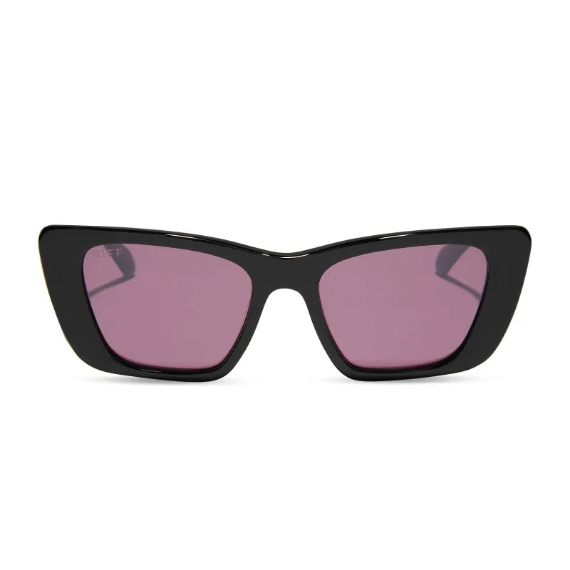 AURA - BLACK + AUBERGINE + SILVER FLASH + POLARIZED SUNGLASSES sold by Diff Eyewear