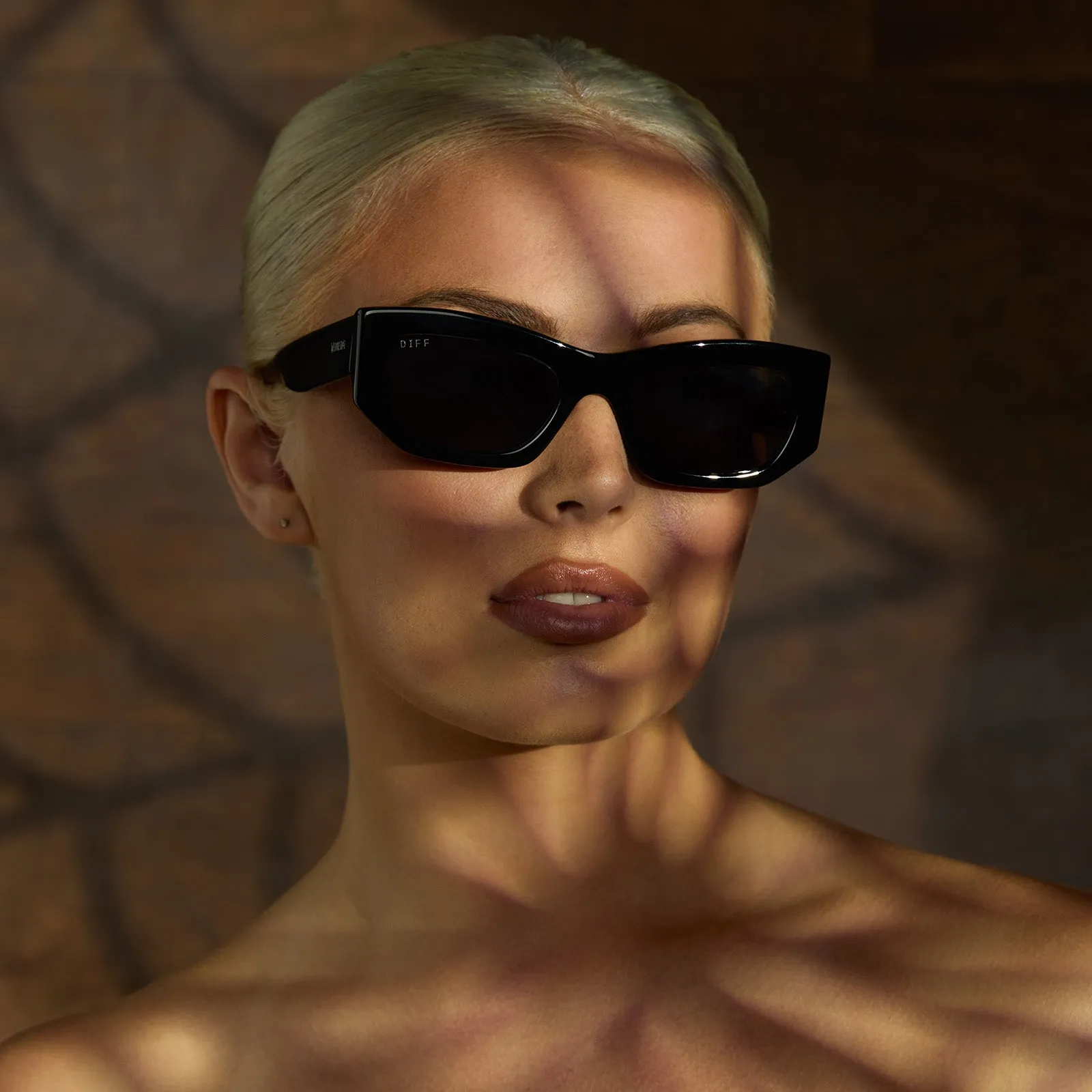 WEDNESDAY ADDAMS - MIDNIGHT BLACK + SCHOOL UNIFORM STRIPES + RAVEN SUNGLASSES sold by Diff Eyewear product image thumbnail 2