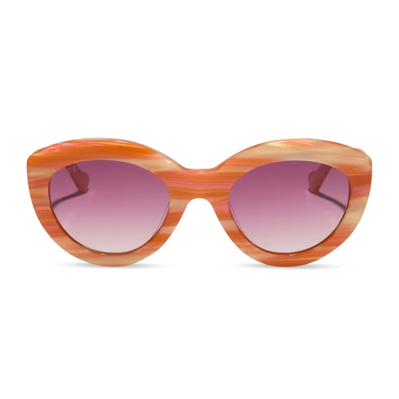 ENID SINCLAIR - ENIDS PINK + ORANGE STRIPE SWEATER + ROSY HIGHLIGHT SUNGLASSES sold by Diff Eyewear