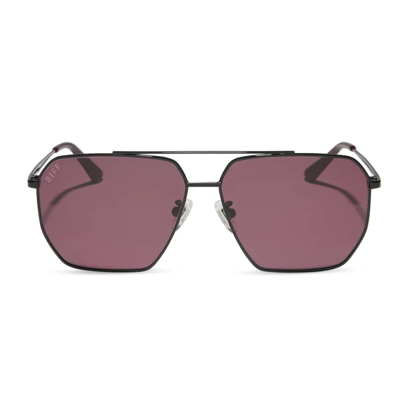 BERKELY - BLACK + DARK CHERRY SUNGLASSES made by Diff Eyewear