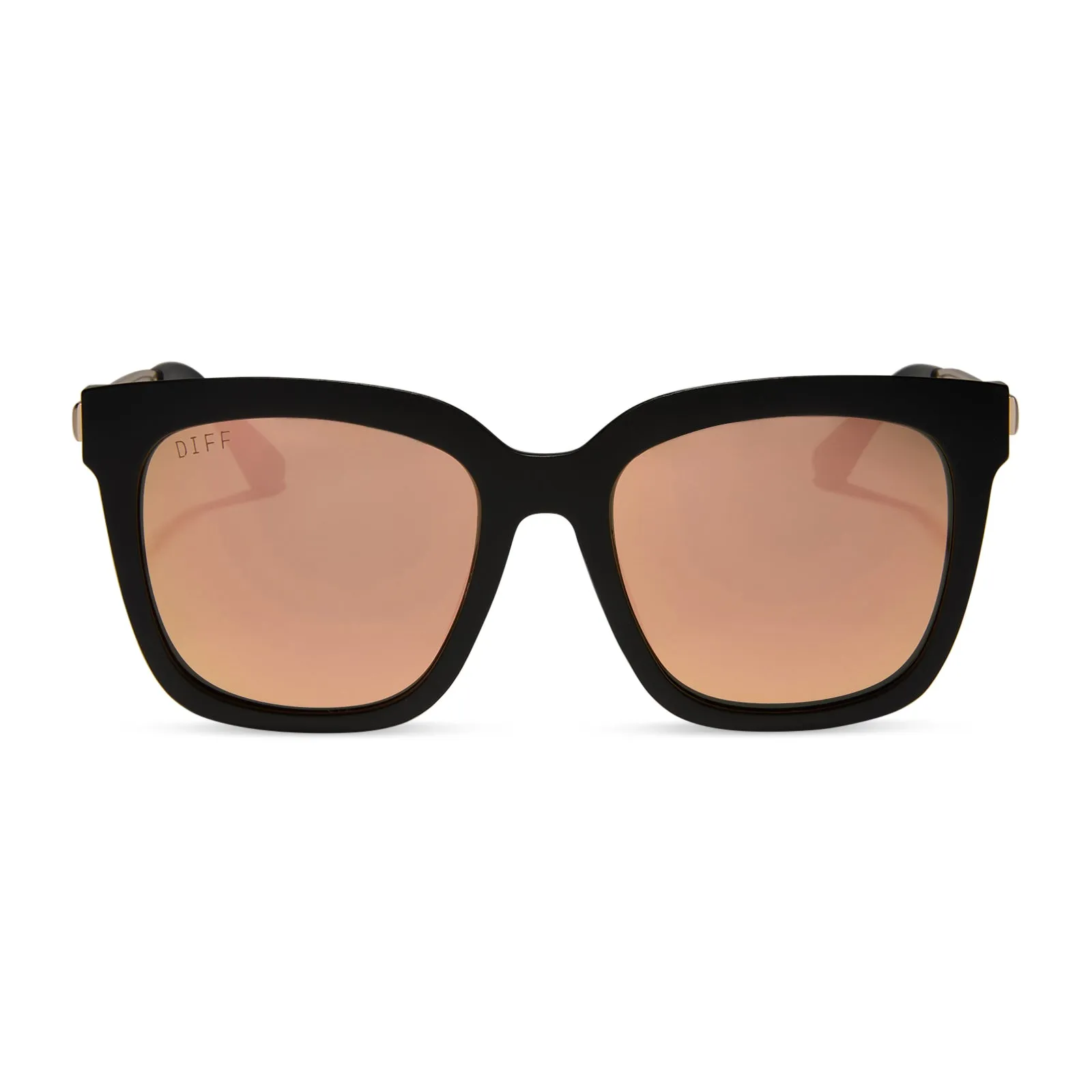 HAILEY - MATTE BLACK + PEACH MIRROR SUNGLASSES sold by Diff Eyewear