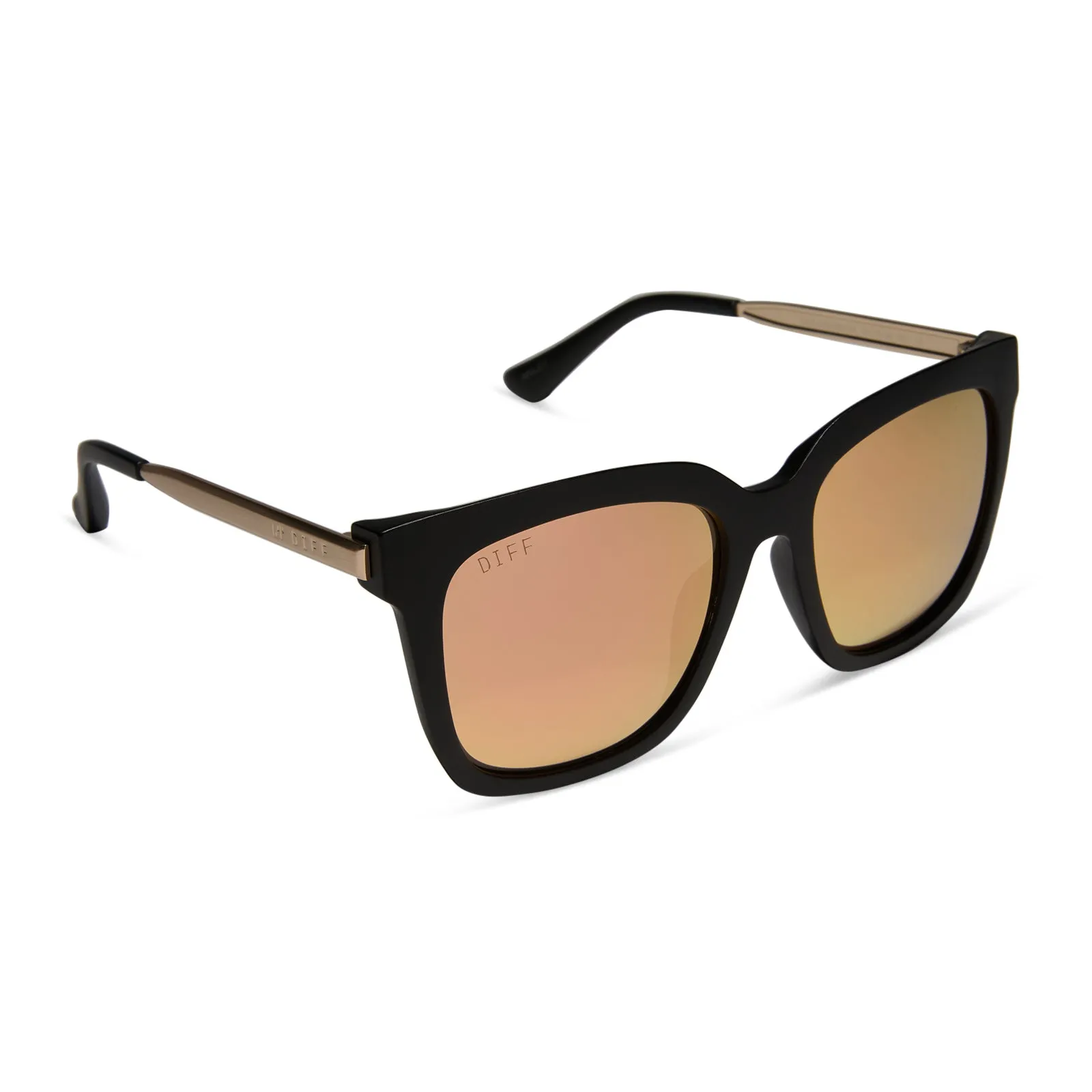 HAILEY - MATTE BLACK + PEACH MIRROR SUNGLASSES sold by Diff Eyewear product image thumbnail 2