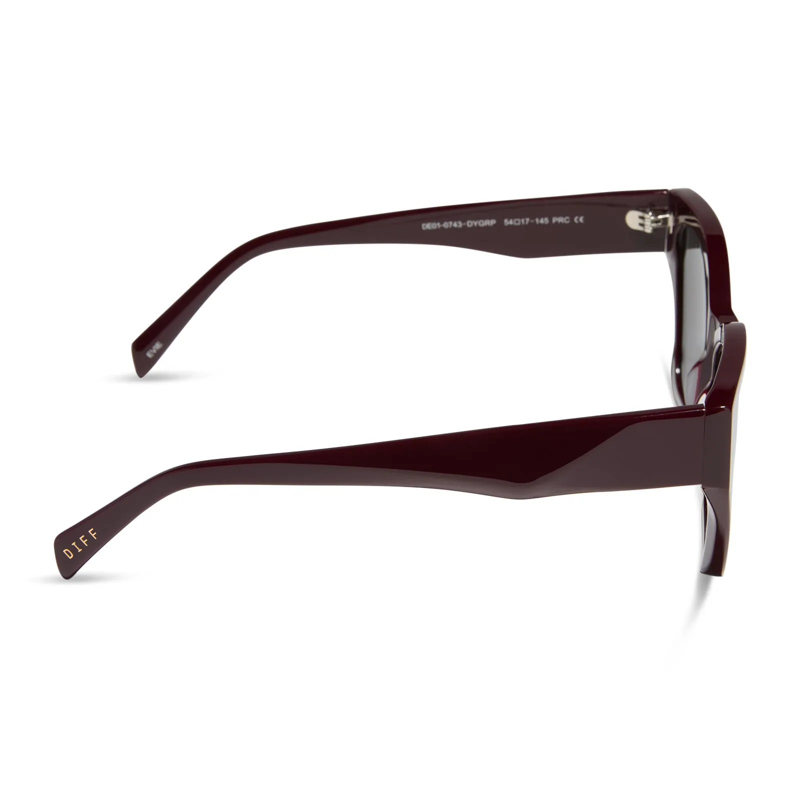 EVIE - DARK CHERRY LACQUER + GREY + POLARIZED SUNGLASSES sold by Diff Eyewear product image thumbnail 3