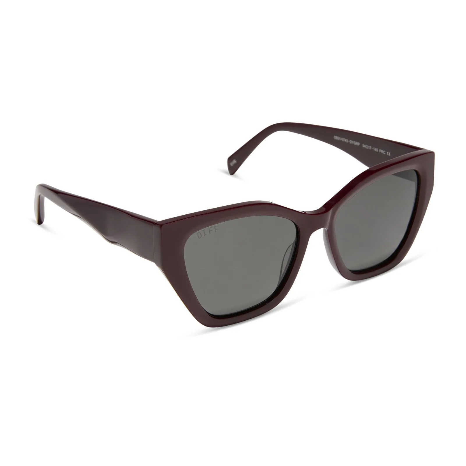 EVIE - DARK CHERRY LACQUER + GREY + POLARIZED SUNGLASSES sold by Diff Eyewear product image thumbnail 2