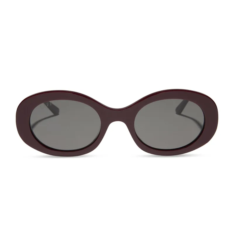 LAINEY - DARK CHERRY LACQUER + GREY SUNGLASSES sold by Diff Eyewear