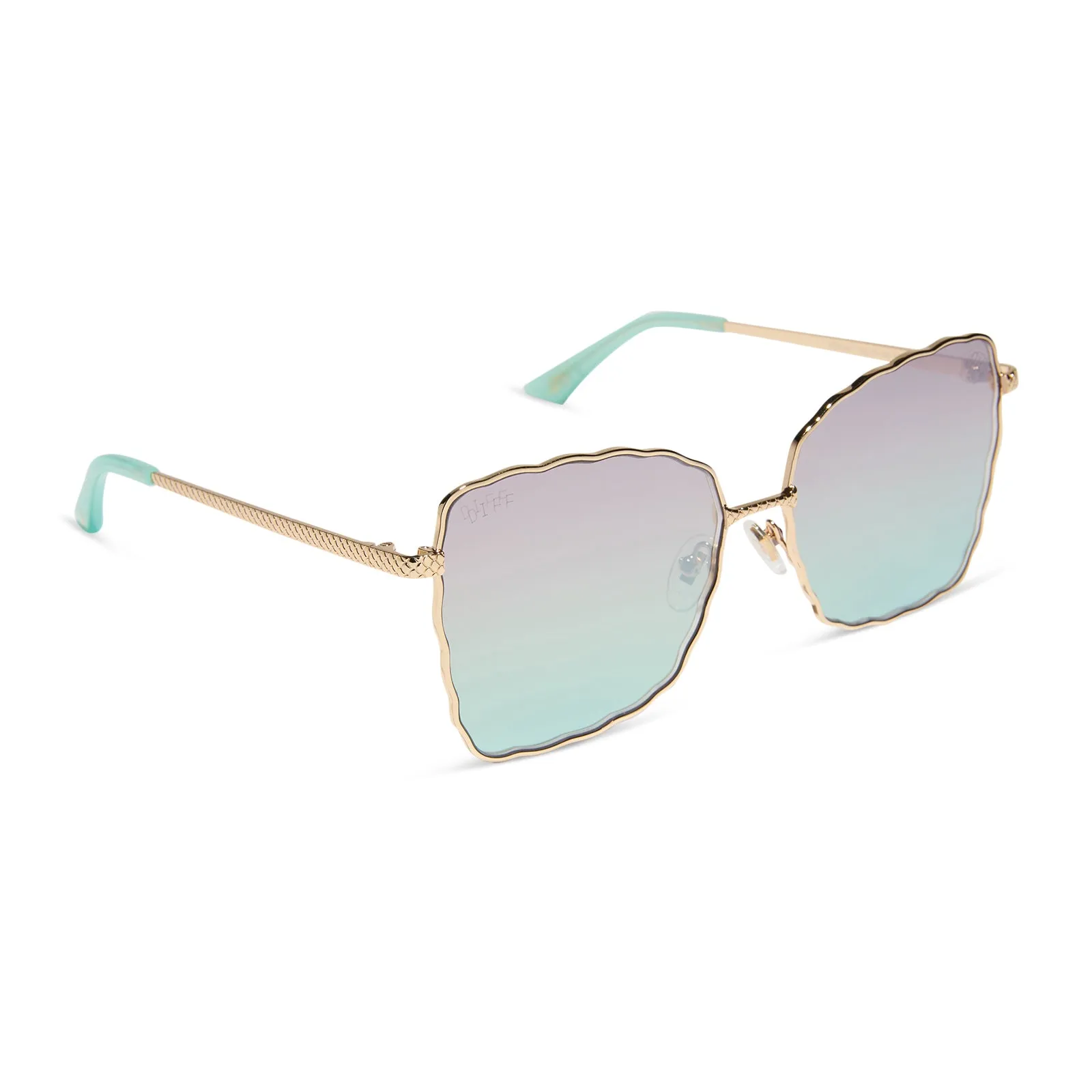 ARIEL 2.0 - SHIMMERING GOLD + IRIDESCENT SEA FOAM TO BLUE GRADIENT SUNGLASSES sold by Diff Eyewear product image thumbnail 2