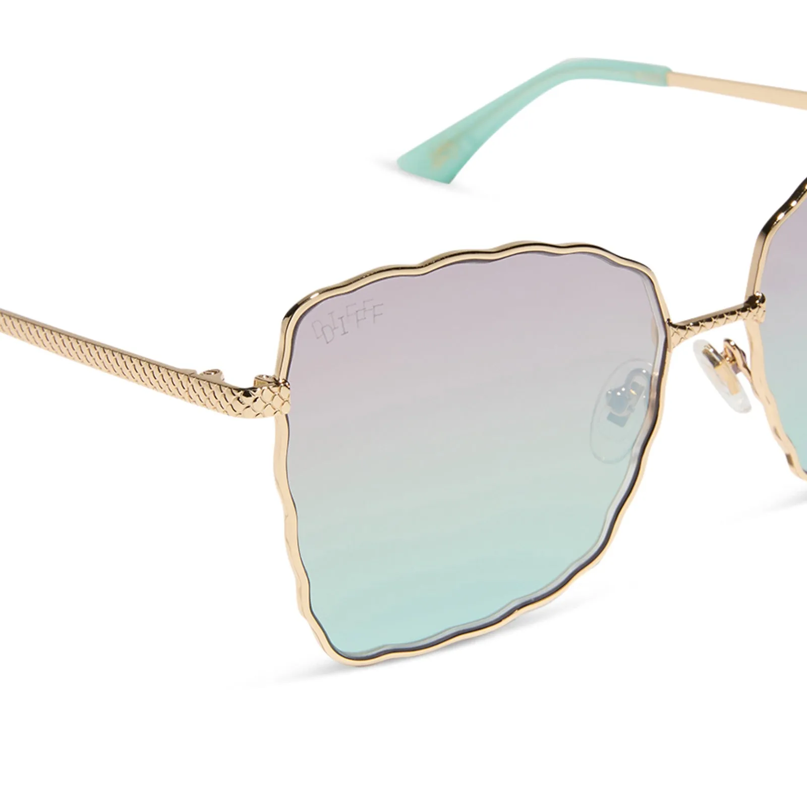 ARIEL 2.0 - SHIMMERING GOLD + IRIDESCENT SEA FOAM TO BLUE GRADIENT SUNGLASSES sold by Diff Eyewear product image thumbnail 4