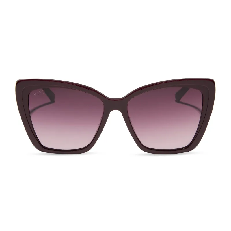 BECKY II - DARK CHERRY LACQUER + DARK CHERRY GRADIENT + POLARIZED SUNGLASSES sold by Diff Eyewear