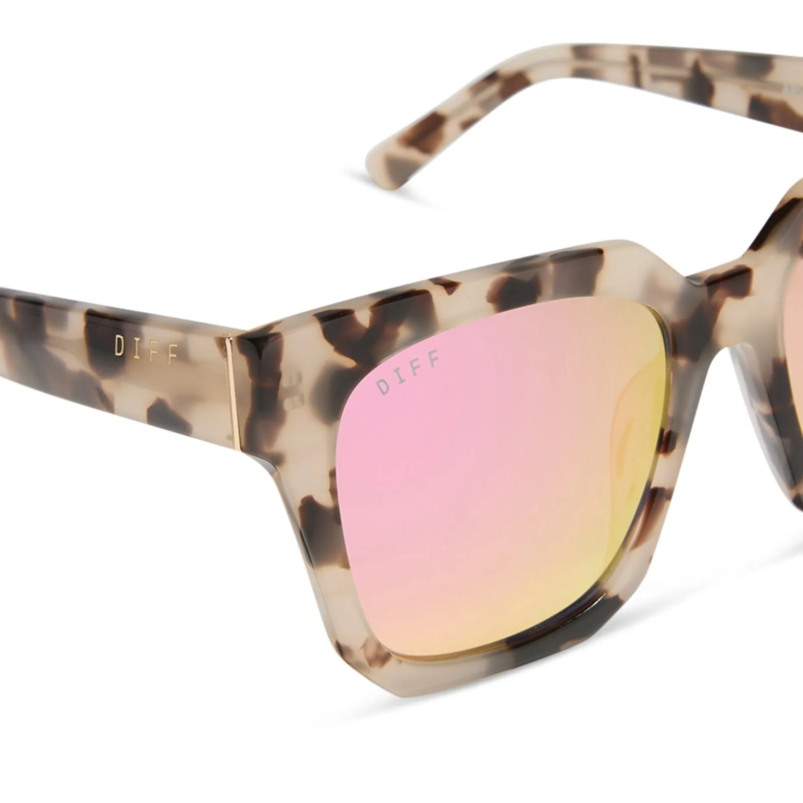 ARIANA - CREAM TORTOISE + PINK MIRROR SUNGLASSES sold by Diff Eyewear product image thumbnail 4