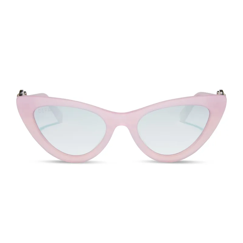 GLINDA UPLAND FOR GOOD - GLASSY PINK CRYSTAL + SILVER FLASH SUNGLASSES sold by Diff Eyewear