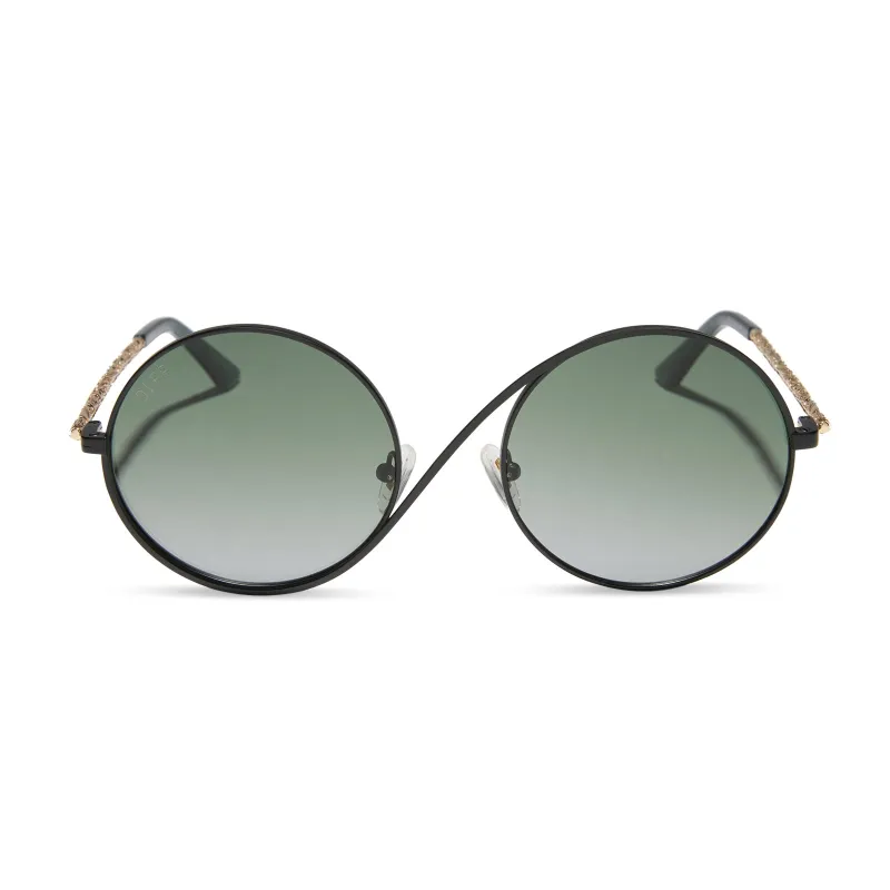 ELPHABA WIRE FRAMES - CLASSIC BLACK WIRE + EMERALD TINT GRADIENT SUNGLASSES sold by Diff Eyewear