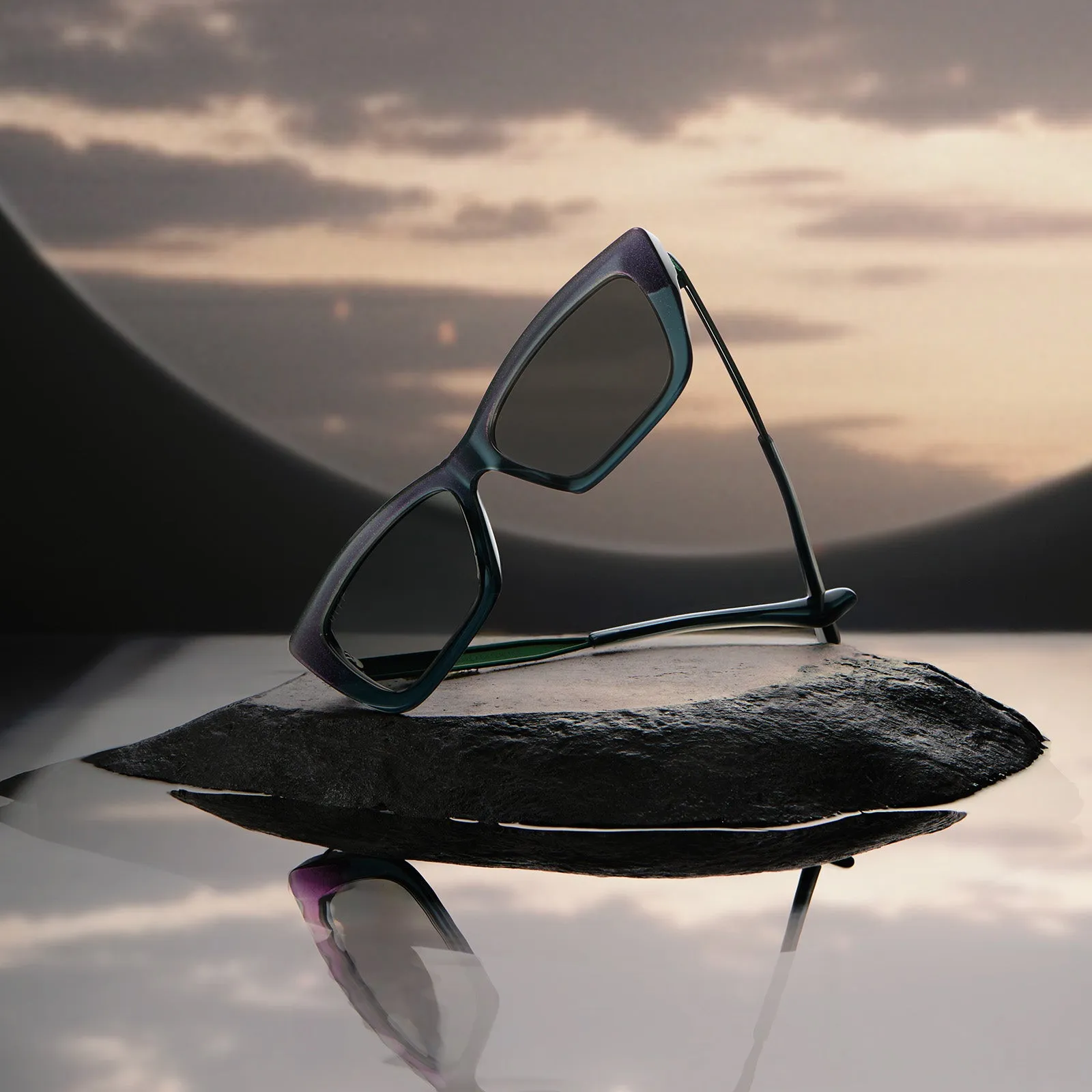 ELPHABA EMERALD - ENCHANTING EMERALD TO BLACK + SHADOWY GREY SUNGLASSES sold by Diff Eyewear product image thumbnail 5