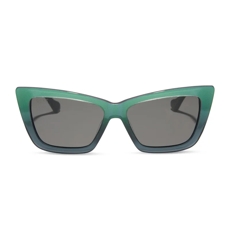 ELPHABA EMERALD - ENCHANTING EMERALD TO BLACK + SHADOWY GREY SUNGLASSES sold by Diff Eyewear