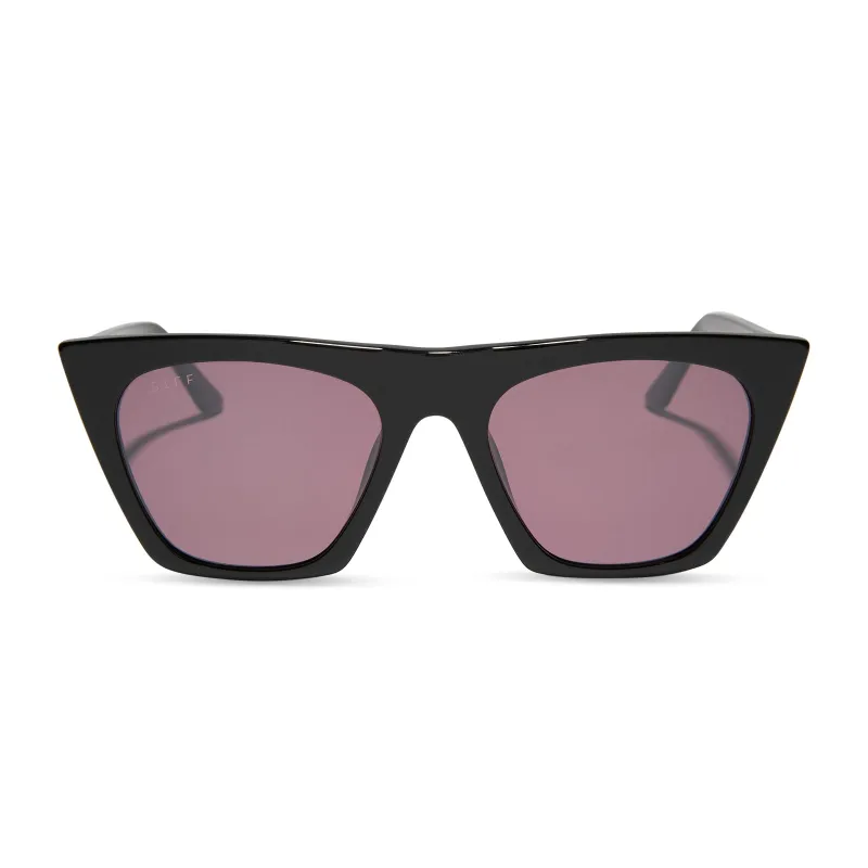 AVRIL - BLACK + AUBERGINE + SILVER FLASH SUNGLASSES sold by Diff Eyewear