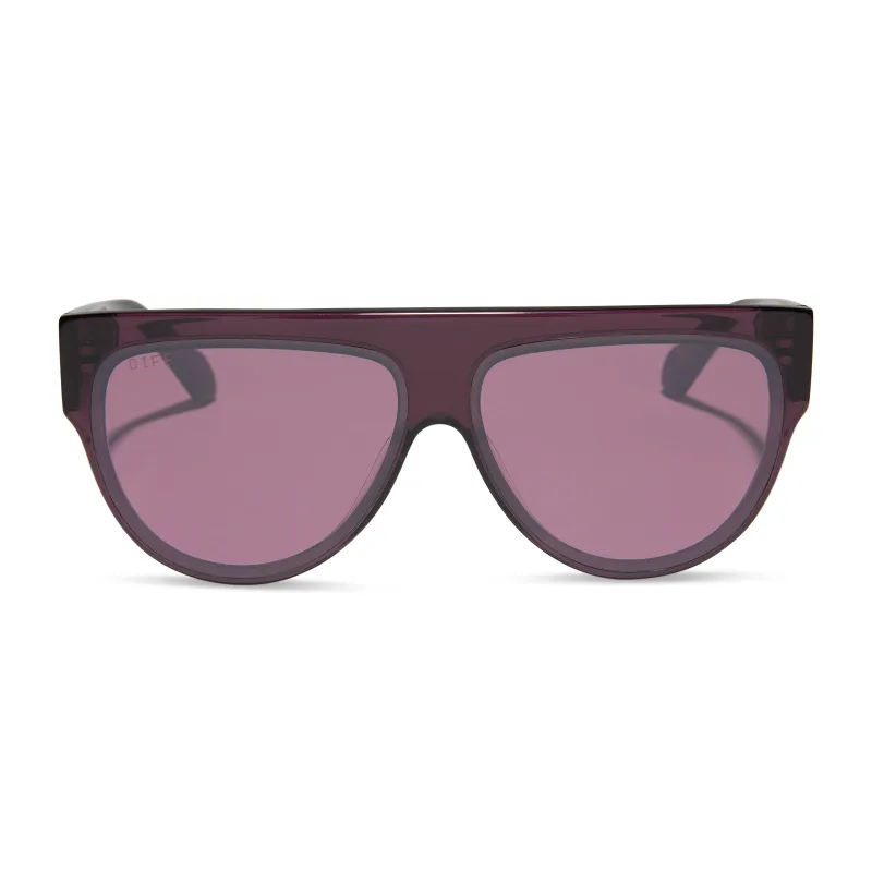 GEORGIE - AUBERGINE + AUBERGINE + SILVER FLASH SUNGLASSES sold by Diff Eyewear