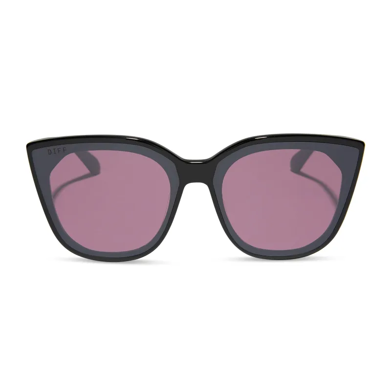 GJELINA - BLACK + AUBERGINE + SILVER FLASH SUNGLASSES sold by Diff Eyewear