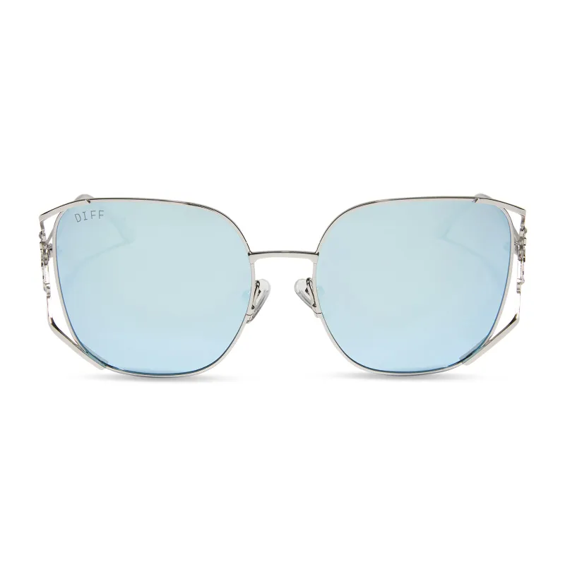 ELSA - COOL SILVER GLOSS METAL + ICE BLUE + POLARIZED SUNGLASSES sold by Diff Eyewear