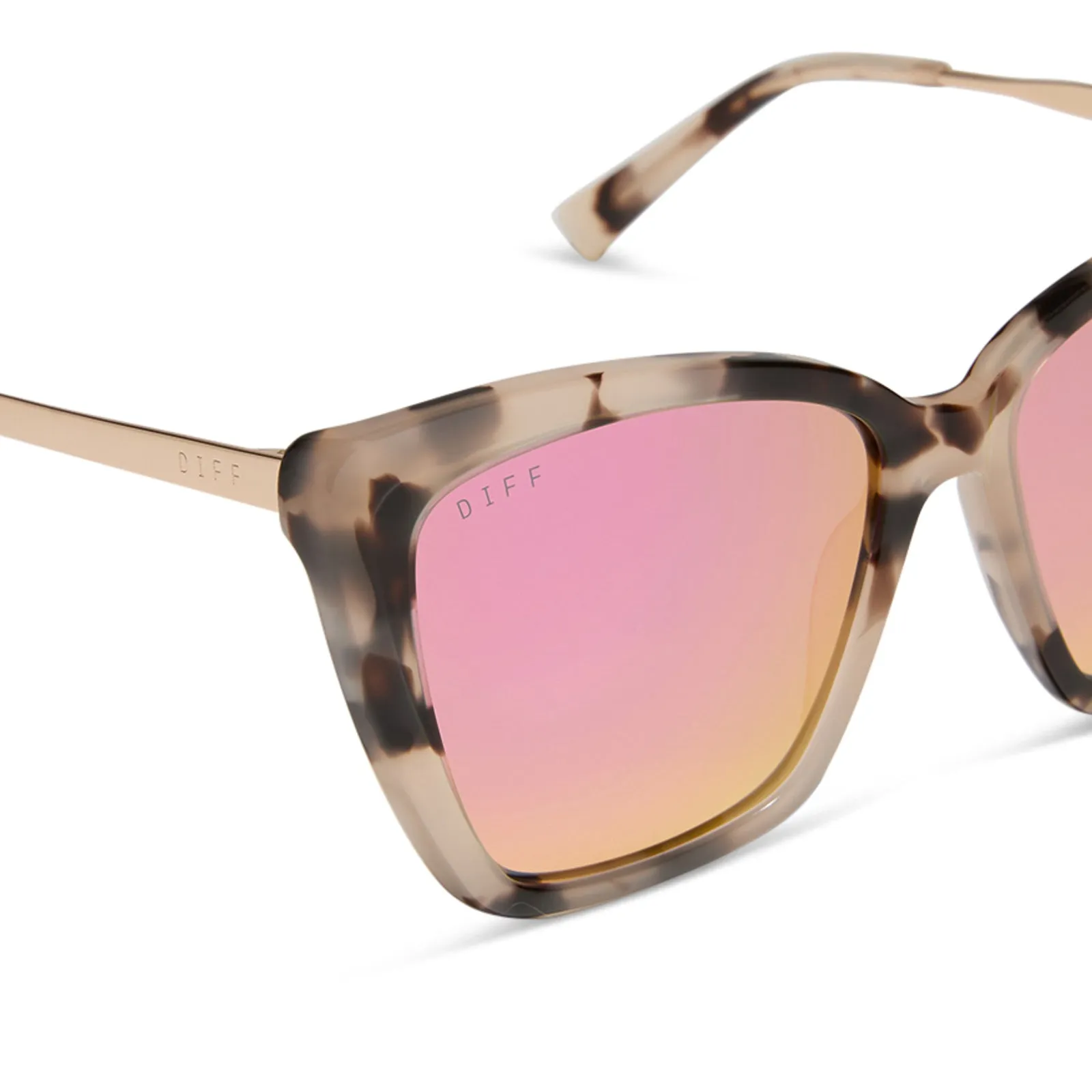 BECKY II - CREAM TORTOISE + PINK MIRROR SUNGLASSES sold by Diff Eyewear product image thumbnail 4
