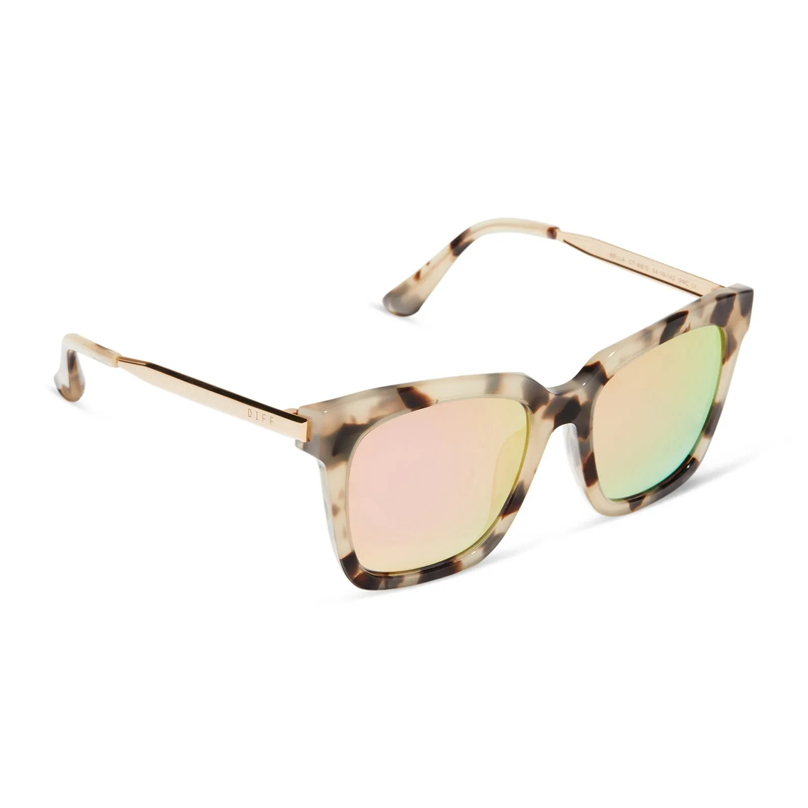 BELLA - CREAM TORTOISE + PINK MIRROR SUNGLASSES sold by Diff Eyewear product image thumbnail 2