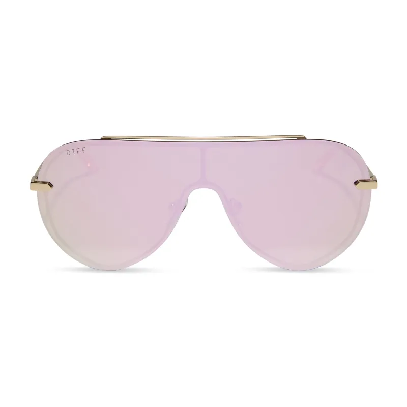 IMANI - GOLD + CHERRY BLOSSOM MIRROR SUNGLASSES sold by Diff Eyewear