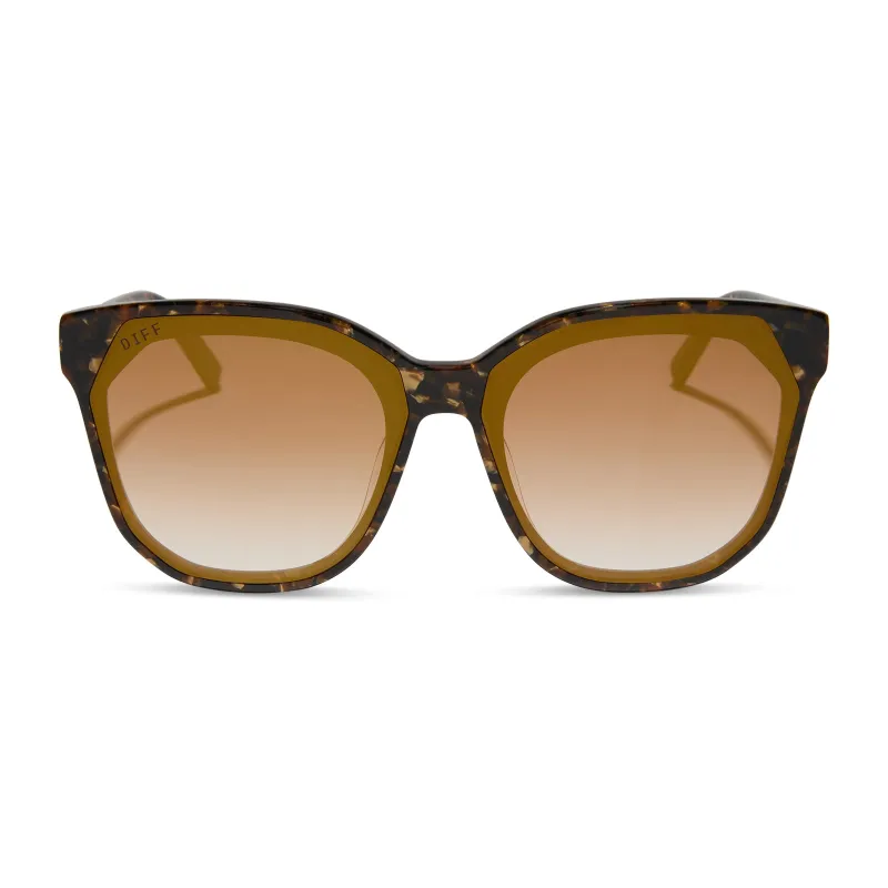 GIA - GLITTER TORTOISE + BROWN GRADIENT + GOLD FLASH SUNGLASSES sold by Diff Eyewear