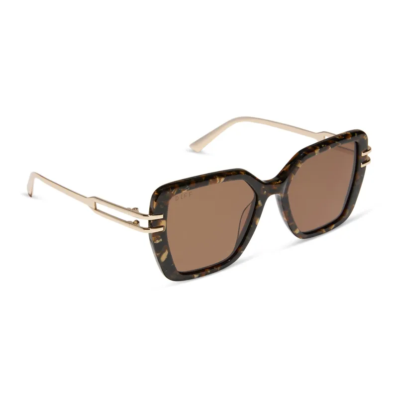 DASHA - GLITTER TORTOISE + BROWN SUNGLASSES sold by Diff Eyewear