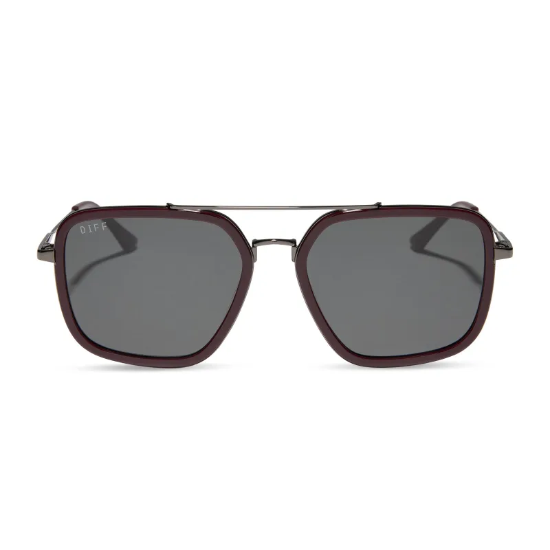 JORDAN - DARK CHERRY LACQUER + GREY GRADIENT + POLARIZED SUNGLASSES sold by Diff Eyewear