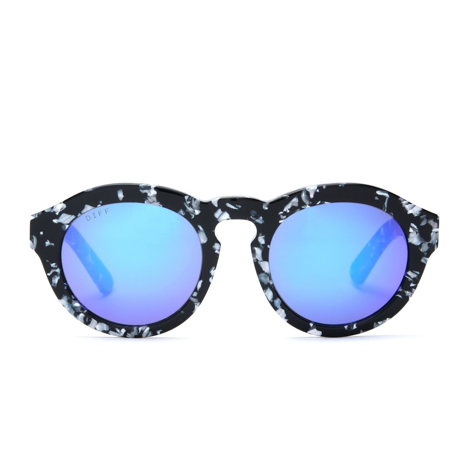 DIME - BLACK WHITE + BLUE MIRROR + POLARIZED SUNGLASSES sold by Diff Eyewear