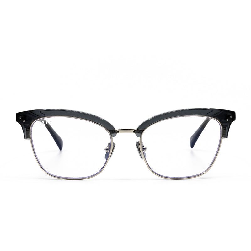 LUCY - SILVER SMOKE ACETATE + BLUE LIGHT TECHNOLOGY CLEAR GLASSES sold by Diff Eyewear