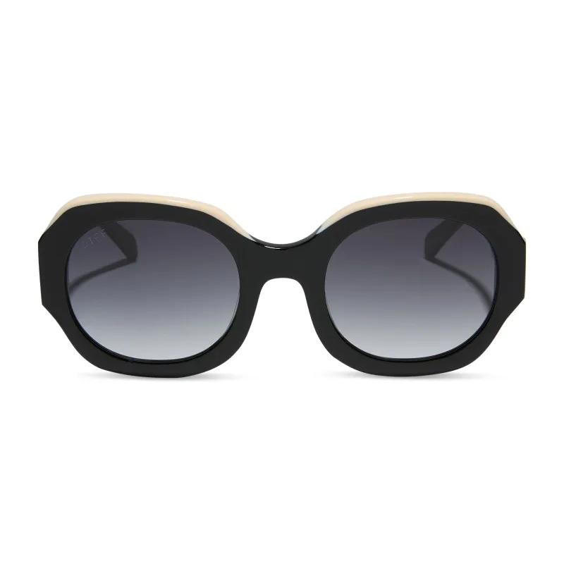 OVERSIZED SYLVIE - JET NOIR + SMOKE BLACK GRADIENT SUNGLASSES sold by Diff Eyewear