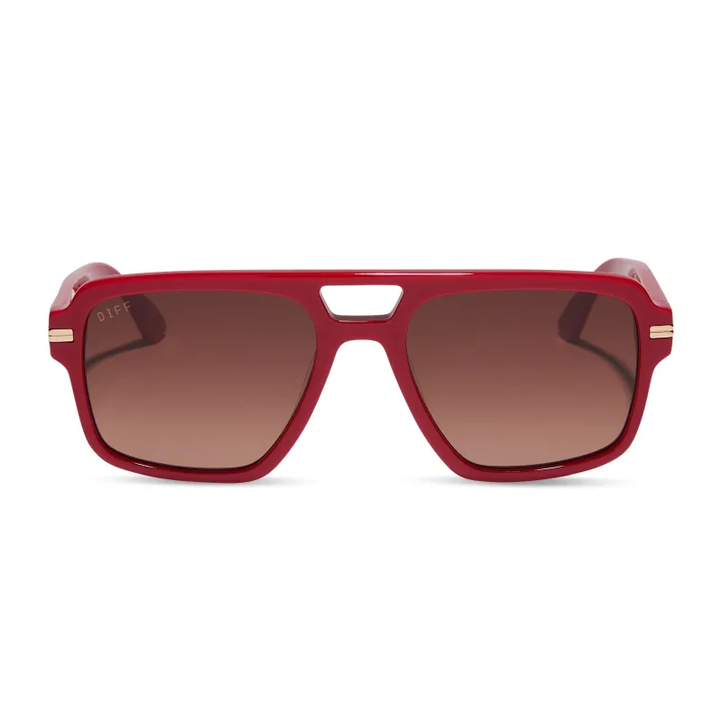 JULIEN NAVIGATOR - ROUGE VOGUE + WARM BROWN GRADIENT SUNGLASSES sold by Diff Eyewear