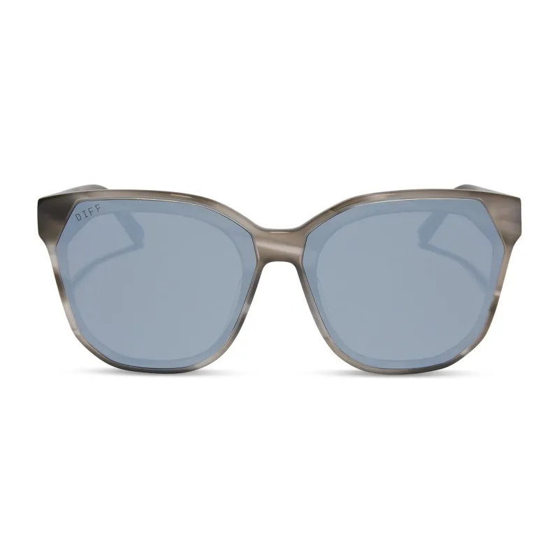 GIA - SMOKE MARBLE + GREY + SILVER FLASH SUNGLASSES sold by Diff Eyewear