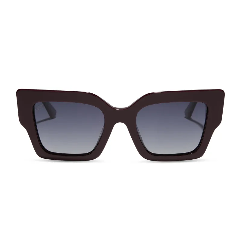 GENERAL LEIA™ - REGAL AUBERGINE CRYSTAL + SPACE GREY GRADIENT + POLARIZED SUNGLASSES made by Diff Eyewear