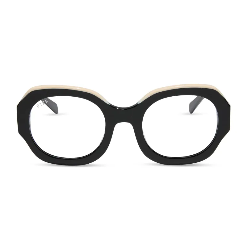 OVERSIZED SYLVIE - JET NOIR + GLASSES made by Diff Eyewear