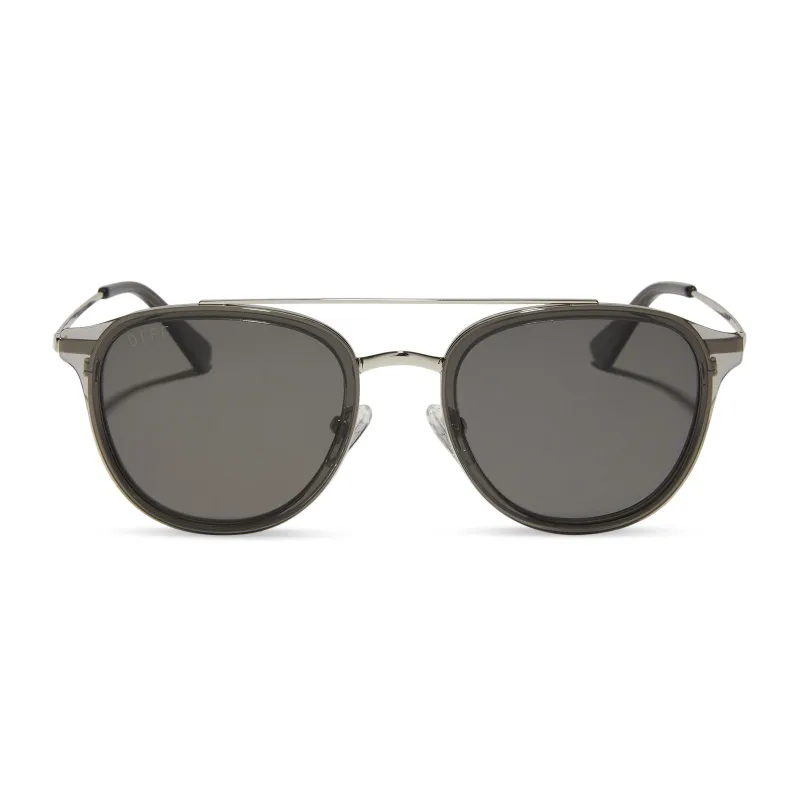 CAMDEN - BLACK SMOKE CRYSTAL + GREY + POLARIZED SUNGLASSES made by Diff Eyewear